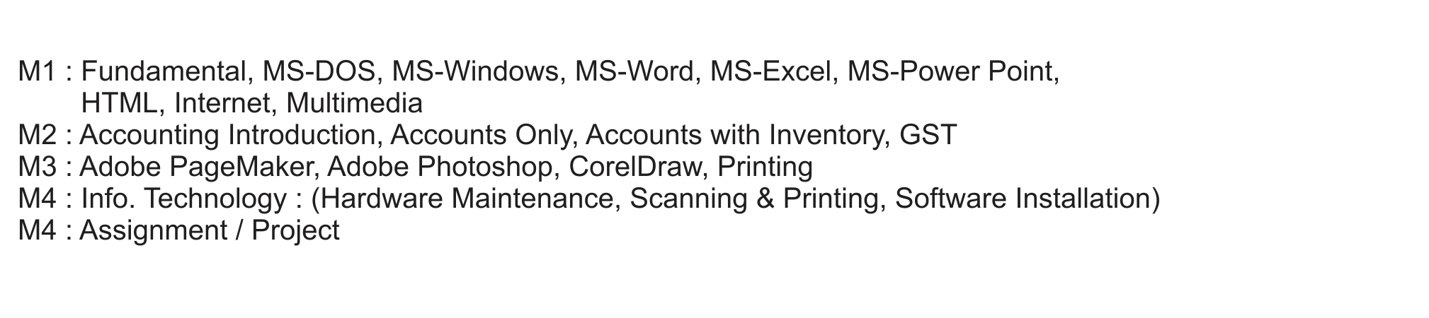 Advance Diploma in Computer Application & Professional