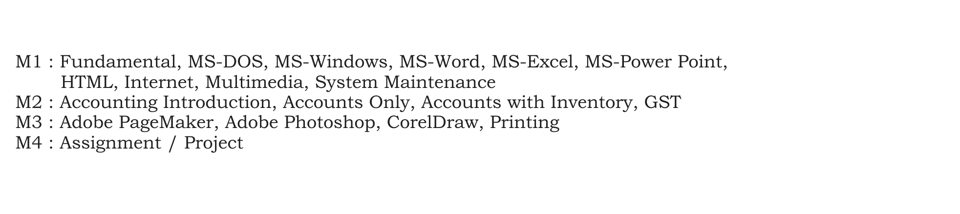 Advance Diploma in Computer Application